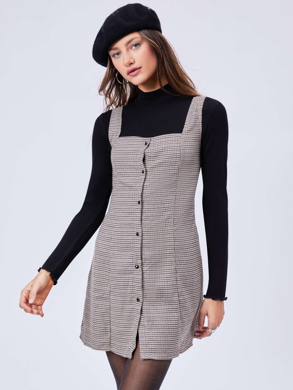 HOUNDSTOOTH SQUARE NECK